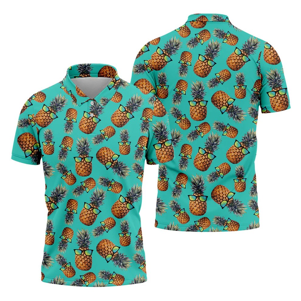 Cool Pineapple Tropical Theme Hawaiian Golf Shirt, Polo Shirts For Men, Golfing Apparel