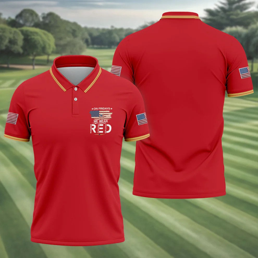 On Friday We Wear Red 250 Years Golf Tops For Men, Patriotic Father's Day Golf Shirt
