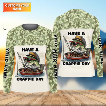 Have A Crappie Day Camo Fishing Shirt, Female Fishing Shirts, Fishing Shirt For Women