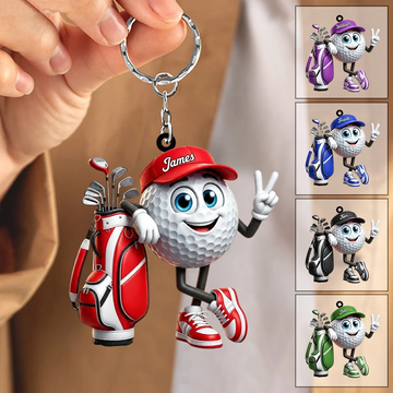 Cute Golf Ball Acrylic Ornaments, Golf Christmas Ornaments, Christmas Golf Gift, Custom Golfer Gift