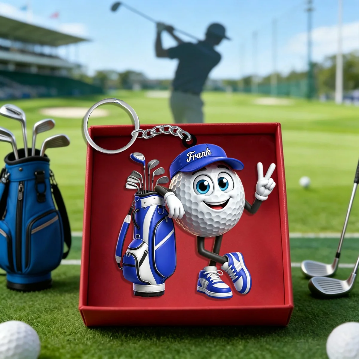 Cute Golf Ball Acrylic Ornaments, Golf Christmas Ornaments, Christmas Golf Gift, Custom Golfer Gift