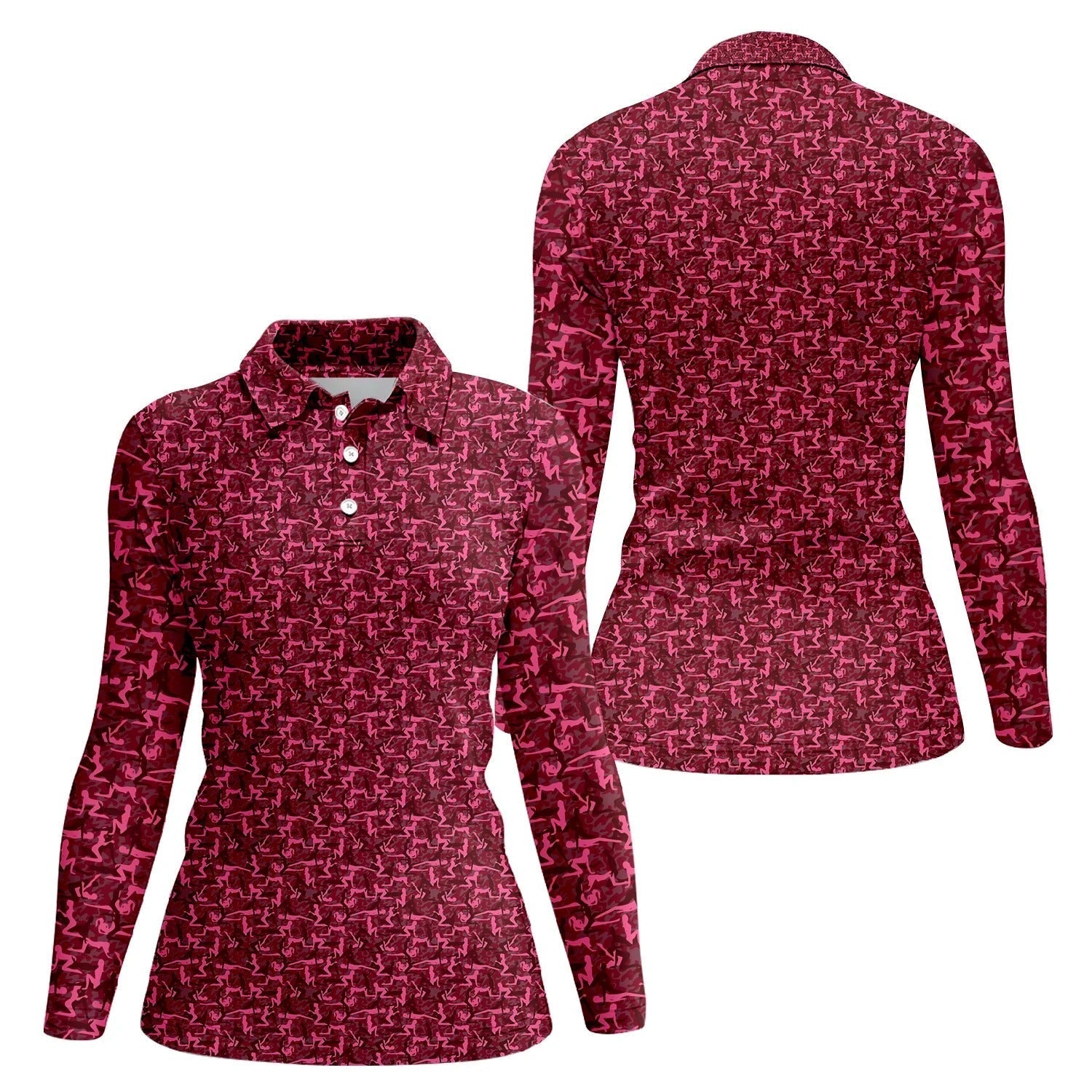 Funny Golf Pattern Polos Pink Golf Shirt For Women, Christmas Golf Shirt Polos, Ladies Golf Apparel