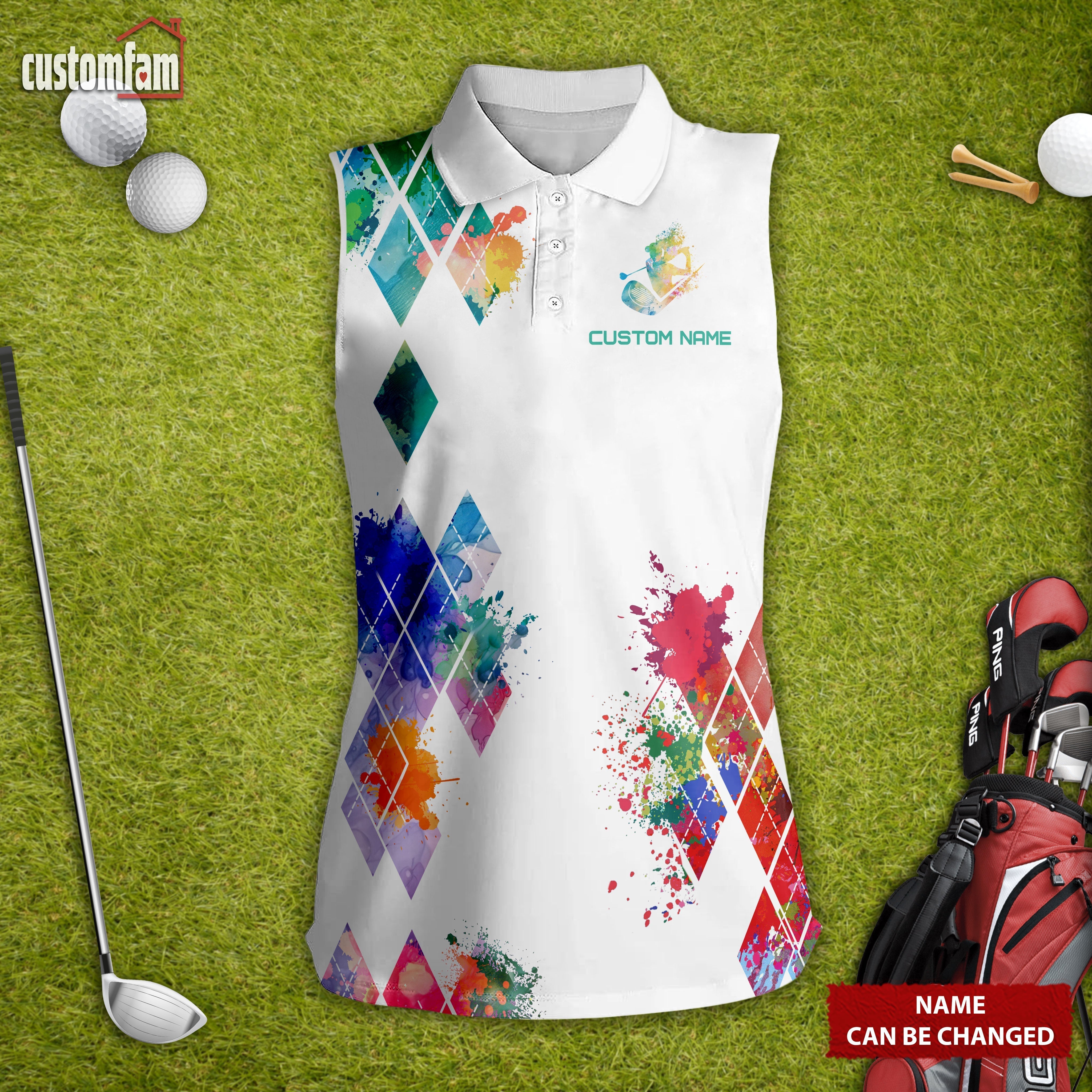 Swing Swear Drink Repeat Custom Name Golf Polo ShirtWomen Sleeveless Polo ShirtGift For Golfers