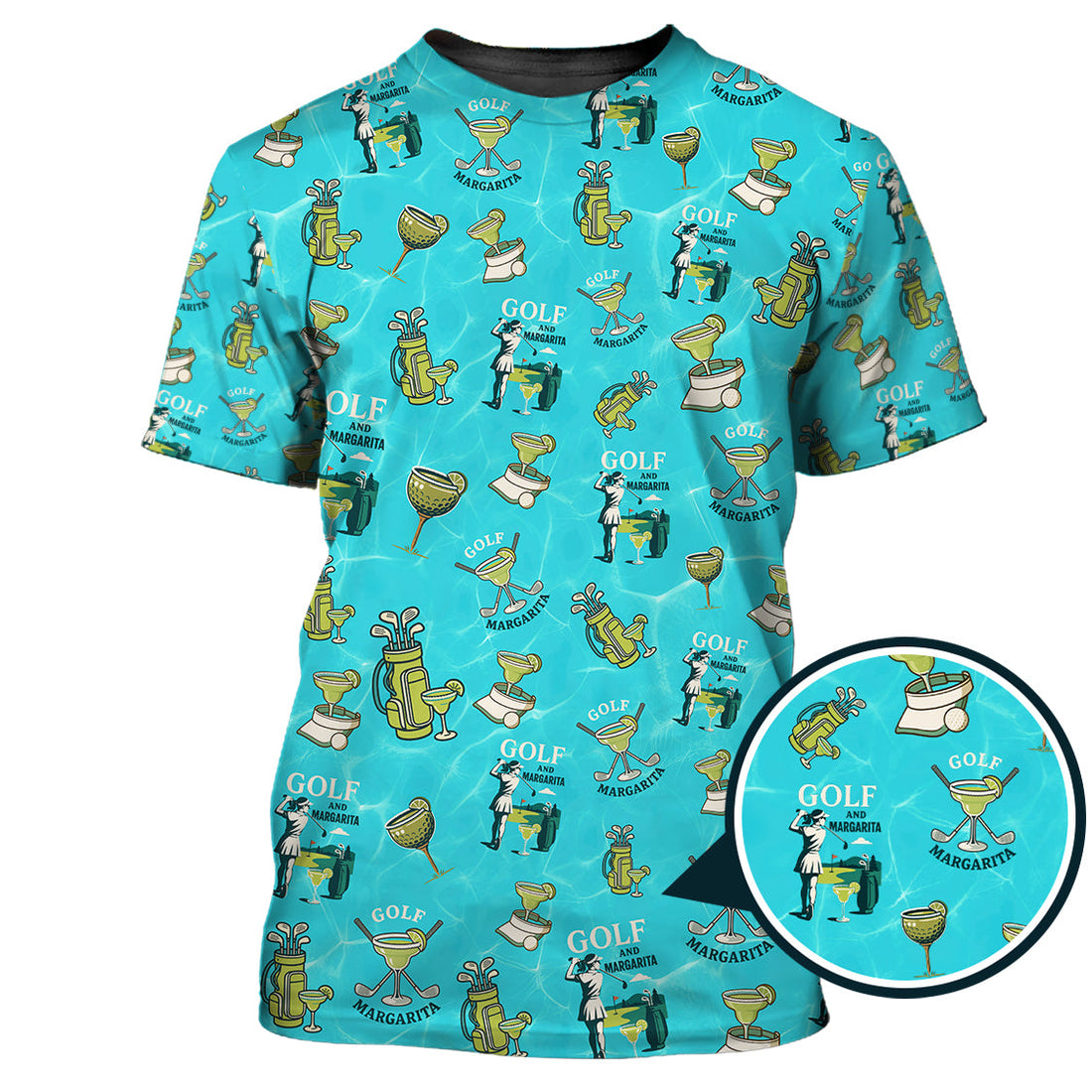 Golf And Margarita Pattern Shirts, Funny Cocktail Golf Polos For Women, Ladies Golf Shirt