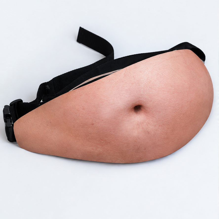 Realistic Fake Belly Fanny Pack, Funny Waist Bag, Novelty Gag Gift for Men and Women