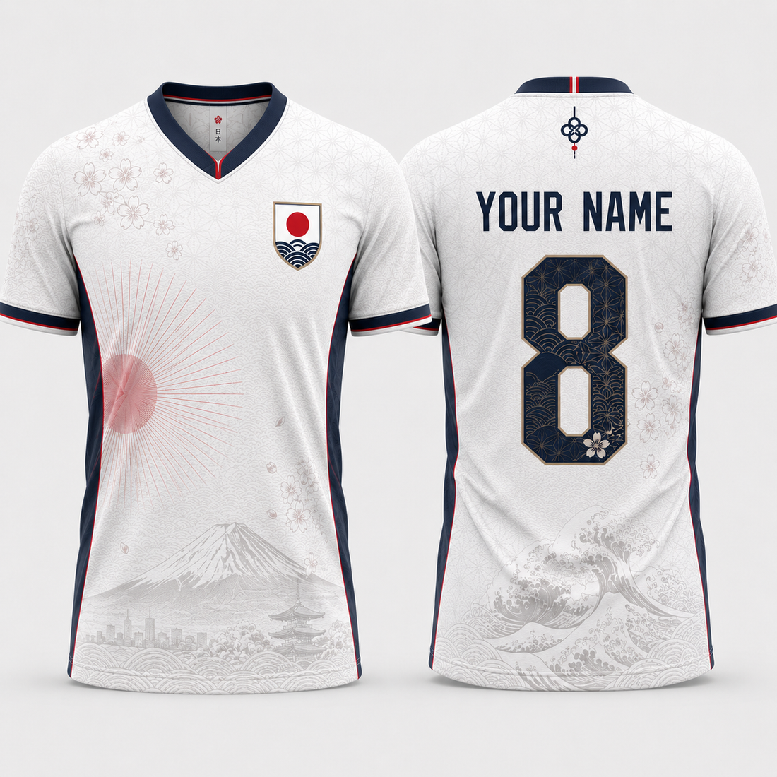 Japan Team Fooball Shirt, Japanesse Symbol V-Neck For Men Football Lover, Soccer Fan Football Gifts