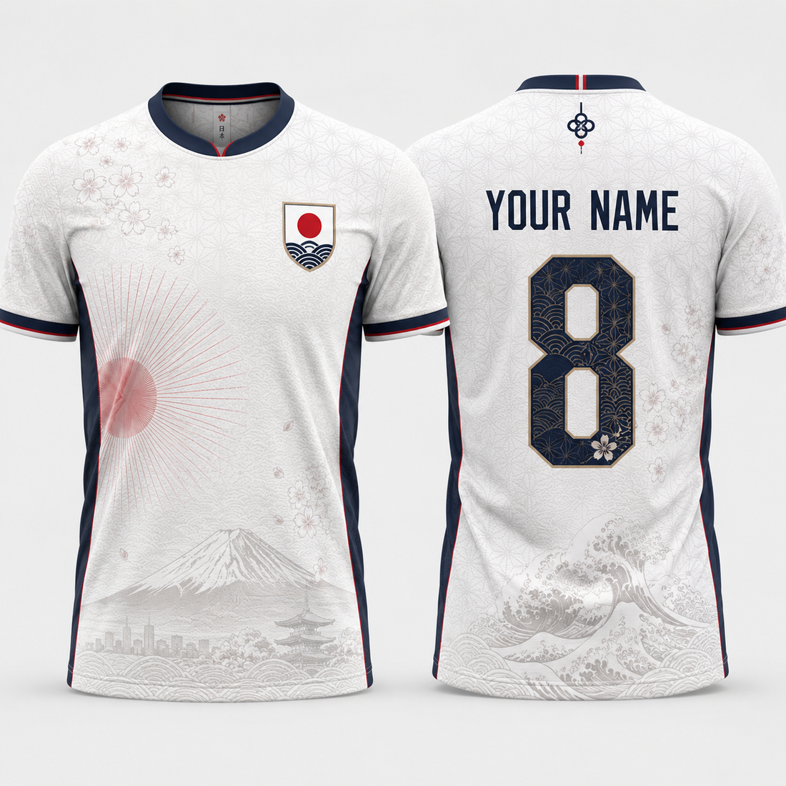 Japan Team Fooball Shirt, Japanesse Symbol V-Neck For Men Football Lover, Soccer Fan Football Gifts