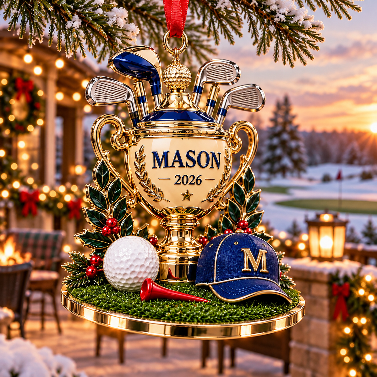 Custom Golf Trophy Acrylic Ornament, Christmas Tree Decor, Gifts For Dad