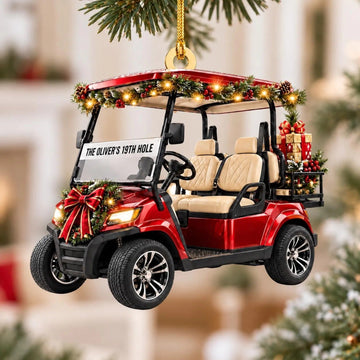 Custom 19th Hole Golf Cart Acrylic Ornament, Christmas Ornaments, Gifts For Golfers