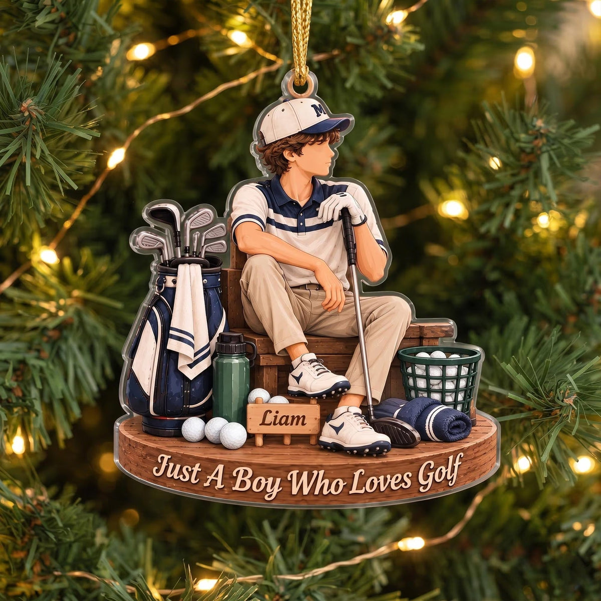 Custom Boy Golfer Acrylic Ornament, Christmas Tree Decorations, Gifts For Teens