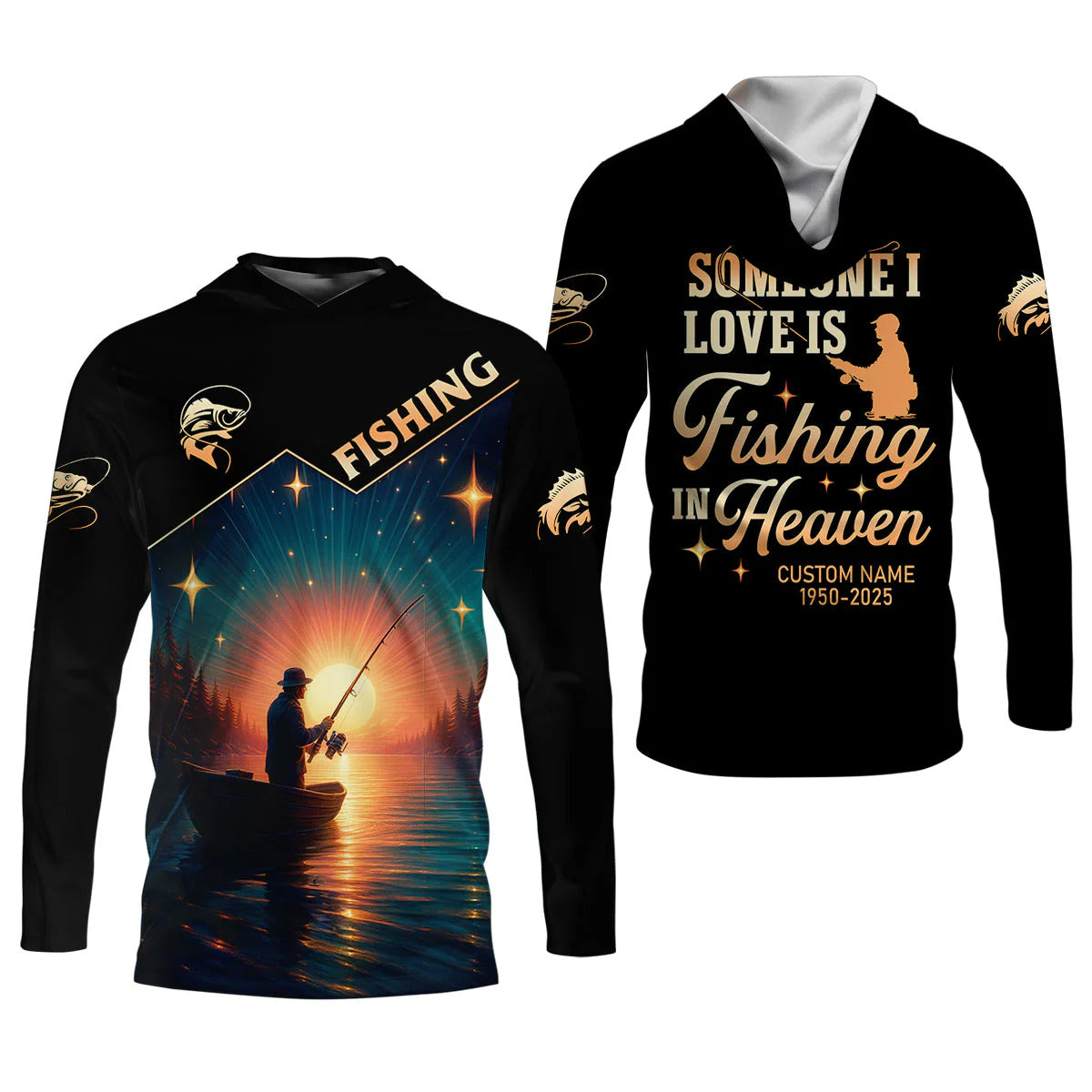 Personalized Someone I Love is Fishing in Heaven Shirt, Funny Fishing T-shirt, Women SPF Shirt, Female Fishing Shirts