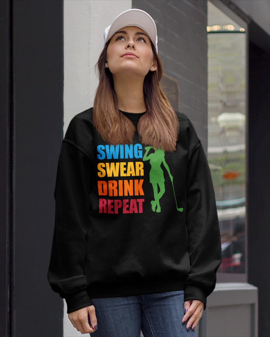 Swing Swear Drink Repeat Womens Golf Polo ShirtWomens Golf Gifts