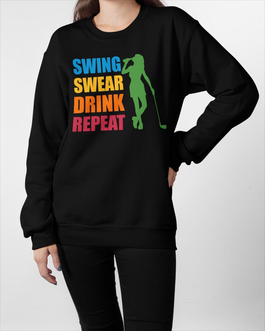 Swing Swear Drink Repeat Womens Golf Polo ShirtWomens Golf Gifts