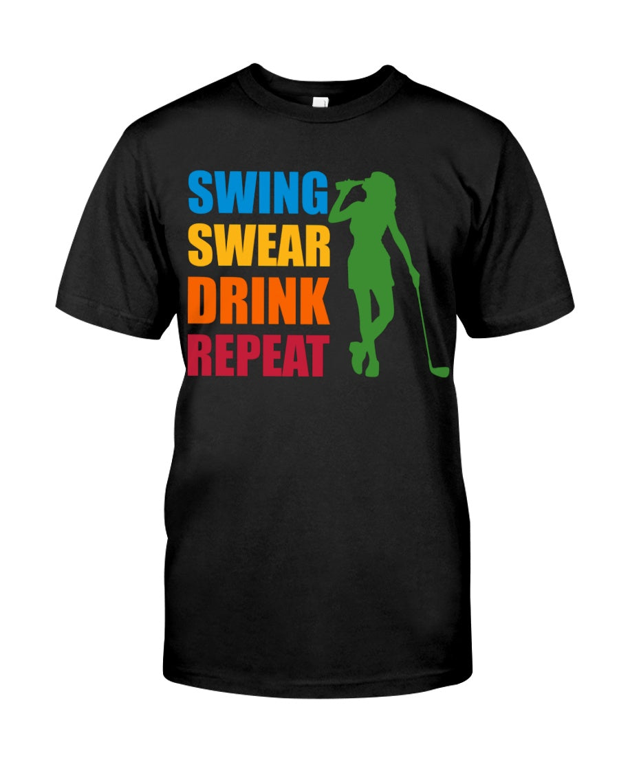 Swing Swear Drink Repeat Womens Golf Polo ShirtWomens Golf Gifts