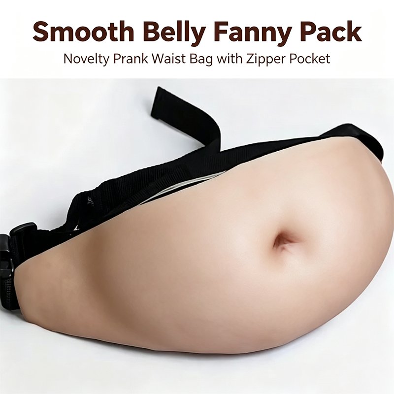 Realistic Fake Belly Fanny Pack, Funny Waist Bag, Novelty Gag Gift for Men and Women