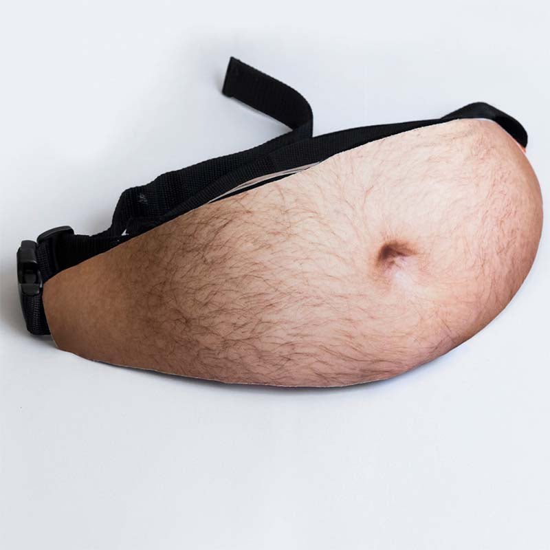 Realistic Fake Belly Fanny Pack, Funny Waist Bag, Novelty Gag Gift for Men and Women