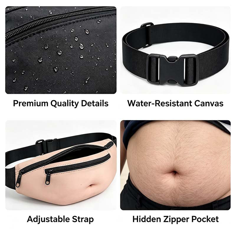 Realistic Fake Belly Fanny Pack, Funny Waist Bag, Novelty Gag Gift for Men and Women